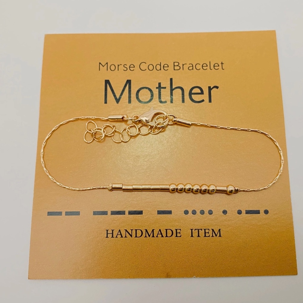 Morse Code Adjustable Mother Mantra Bracelet in Gold